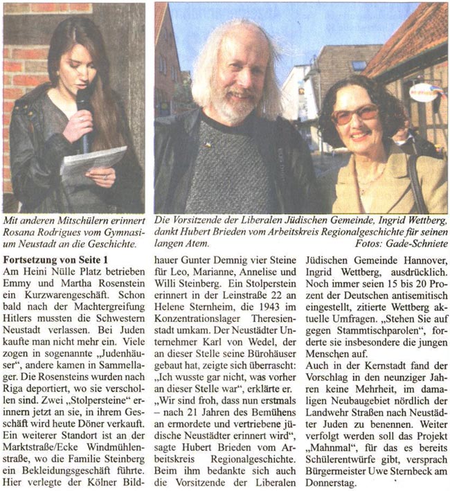 Was lange whrt: Die ersten sieben Stolpersteine verlegt (Bild und Text)