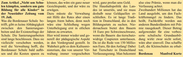 Es geht ganz profan ums Geld (Text)