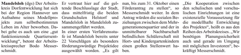 Auch fr Mehrgenerationenprojekt wird Planungssicherheit bentigt  (Text)
