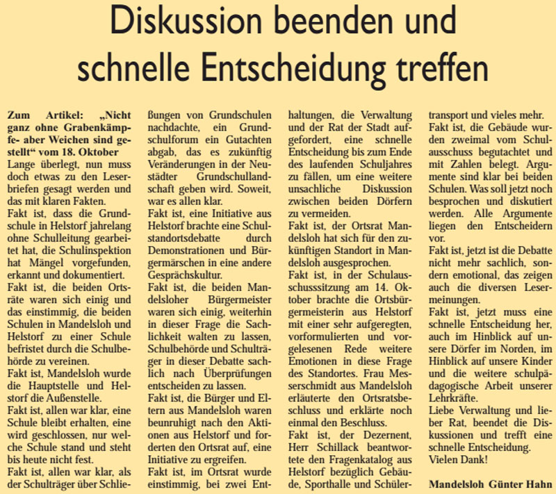 Diskussion beenden und schnelle Entscheidung treffen (NZ)