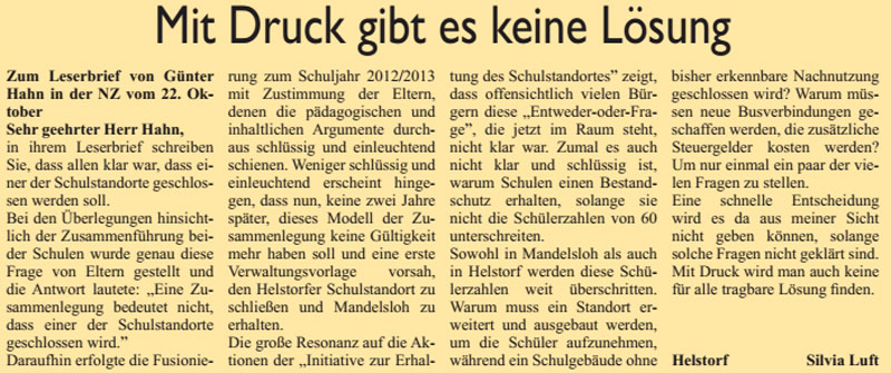 Mit Druck gibt es keine Lsung (Text)