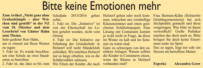 Bitte keine Emotionen mehr (Text)
