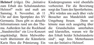 Rocken und malen fr den Schulstandort Helstorf (Text)