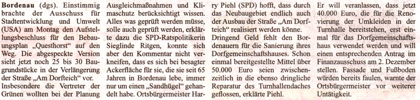 Ja zur Questhorst...(Text)