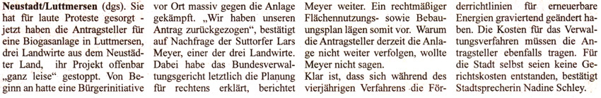 Keine Biogasanlage in Luttmersen (Text)