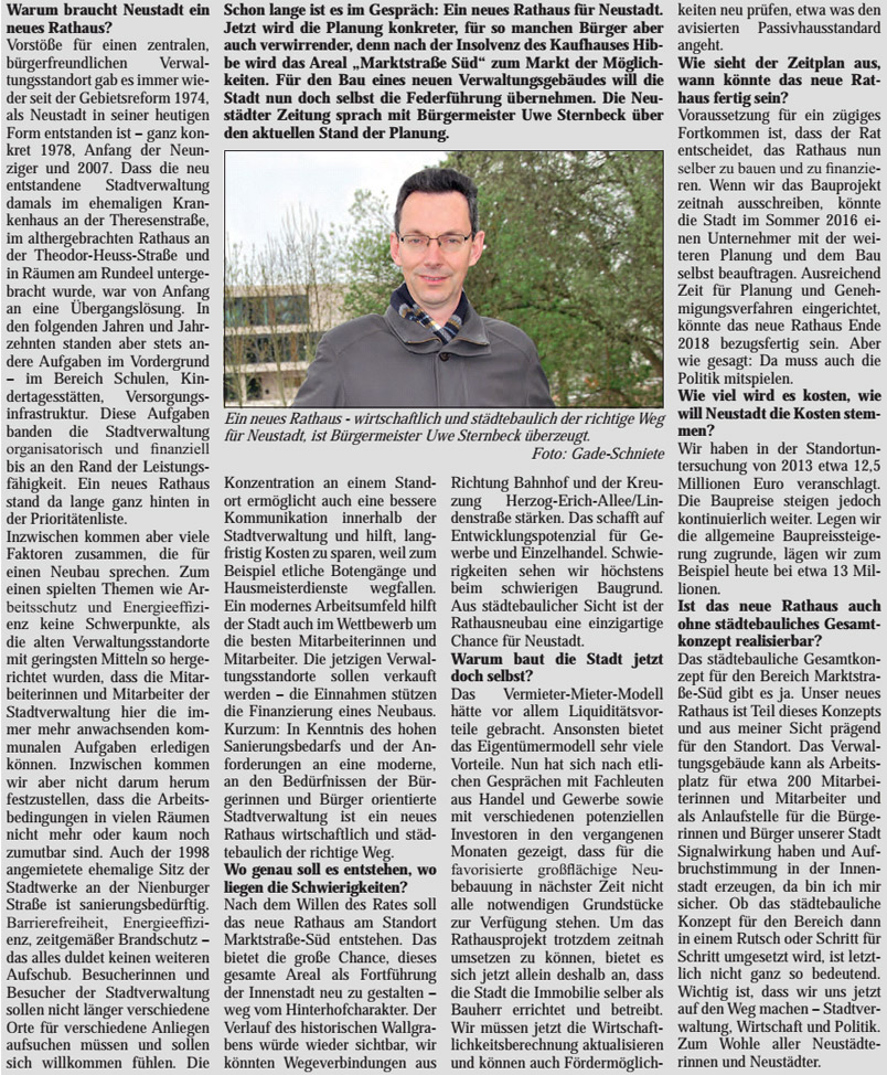 Ein neues Rathaus fr Neustadt = Aufbruchstimmung in der Innenstadt (NZ)
