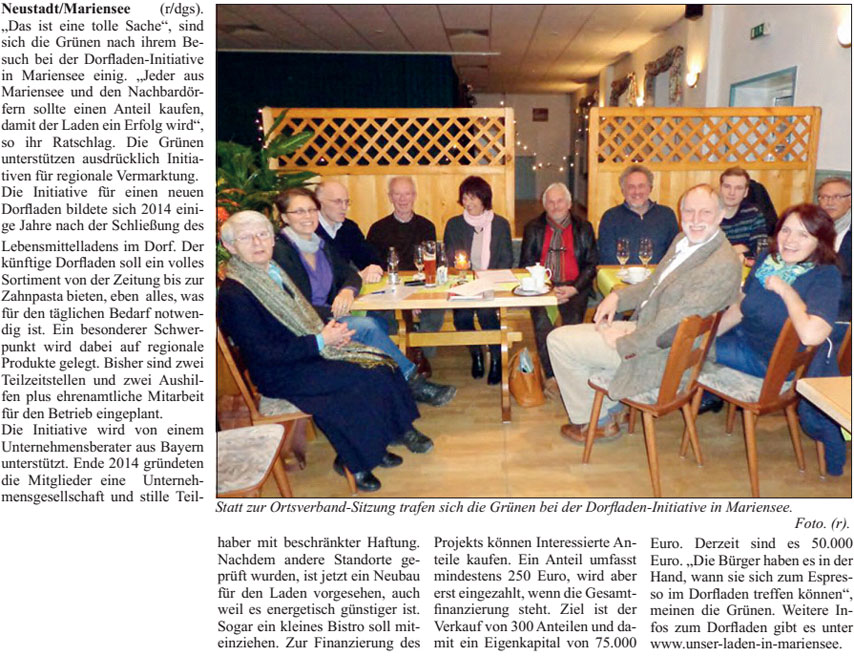 Grüne informieren sich bei der Dorfladen-Initiative in Mariensee (Bild und Text)