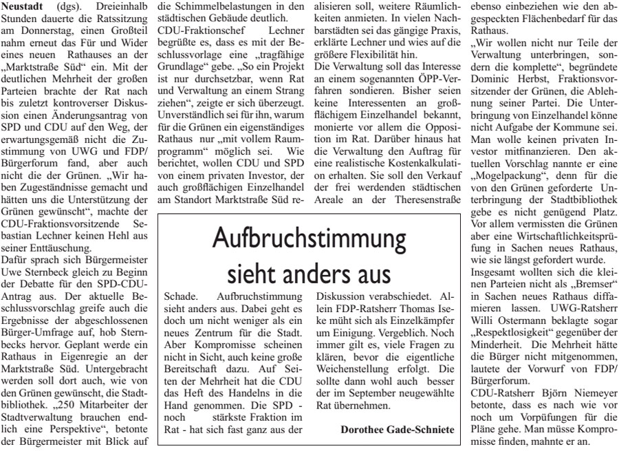 Immer wieder neues Rathaus: LangeDebatten, aber die Kontroversen bleiben (Text)