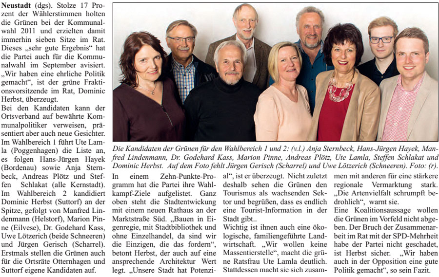 Zehn-Punkte-Programm: Grne Kandidaten starten in den Wahlkampf  (Bild und Text)