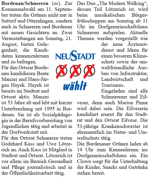 Grüne Kandidaten kandidaten stellen sich vor (Bild und Text)