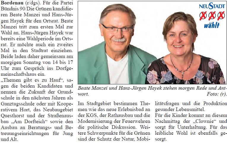 Kandidaten laden zum Gespräch (Bild und Text)