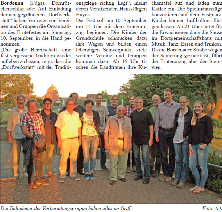 Dorfwerkstatt sei Dank: Das Erntefest steigt am 10. September (Bild und Text)