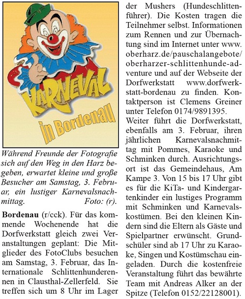 Kinderschminken und Schlittenhunderennen im Harz (Bild und Text)