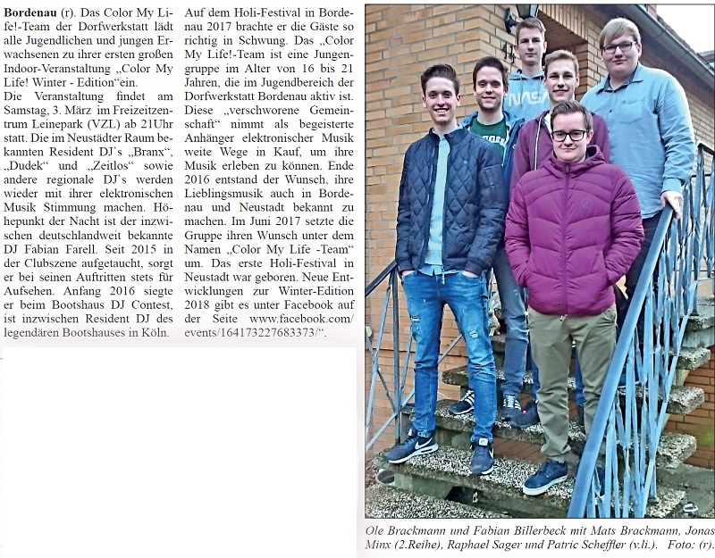 Color My Life - Team prsentiert DJ Fabian Farell (Bild und  Text)