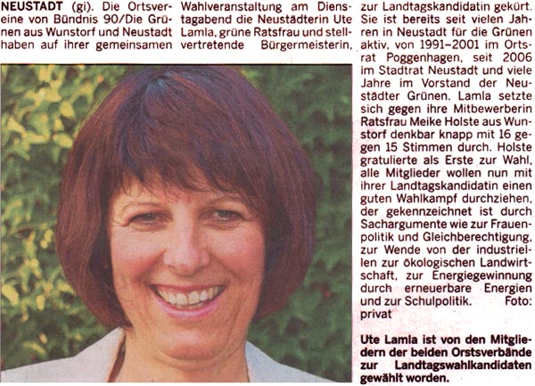 Grüne wählen Ute Lamla